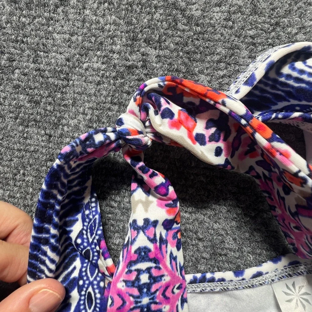 Athleta Purple Floral Underwire Halter Bikini Set 32 B/C XS Side Tie Bottoms
